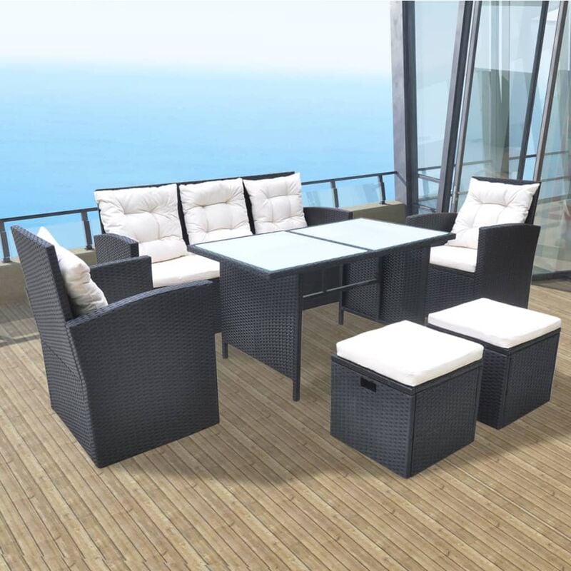 foto del prodotto vidaxl set da pranzo per terrazze e patio con sgabelli poltrone e tavolo vari colori colore nero