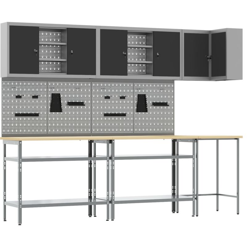 foto del prodotto vidaxl set da tavolo per stoccaggio utensili in 10 pezzi nero in legno ingegnerizzato e metallo