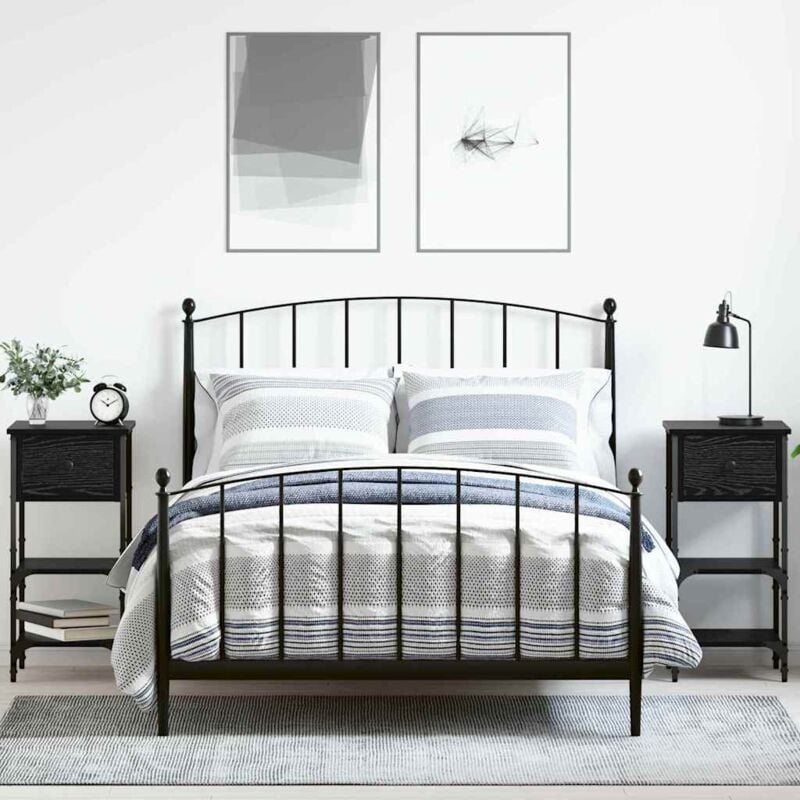 foto del prodotto vidaxl set di 2 comodini 34x36x70 cm in rovere nero legno ingegnerizzato