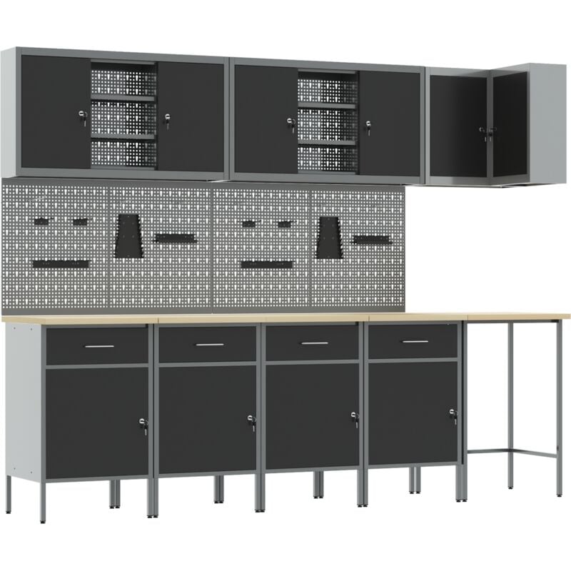 foto del prodotto vidaxl set di attrezzi da lavoro e pegboard da 12 pezzi nero in mdf e metallo