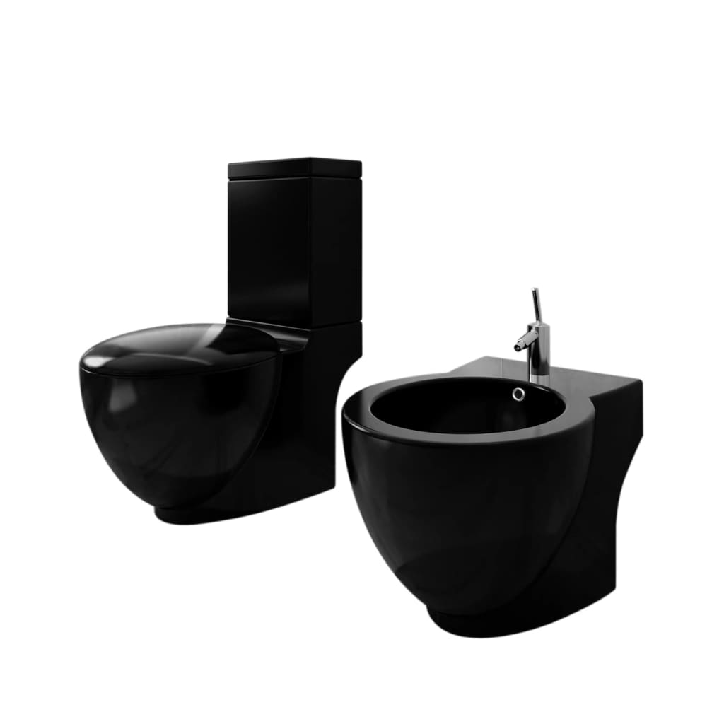 foto del prodotto vidaxl set di bidet e toilette da pavimento in ceramica nera