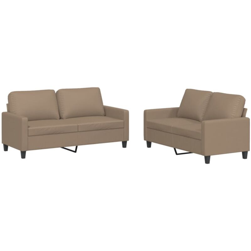 foto del prodotto vidaxl set di divani 2 pz con cuscini cappuccino in similpelle