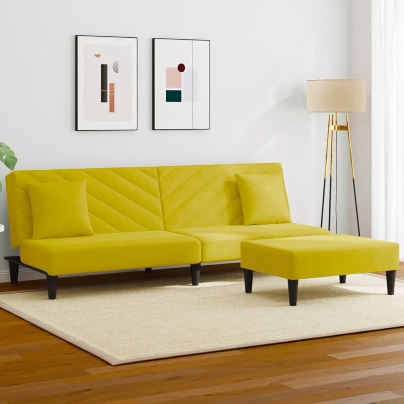foto del prodotto vidaxl set di divani 2 pz con cuscini giallo in velluto 134567