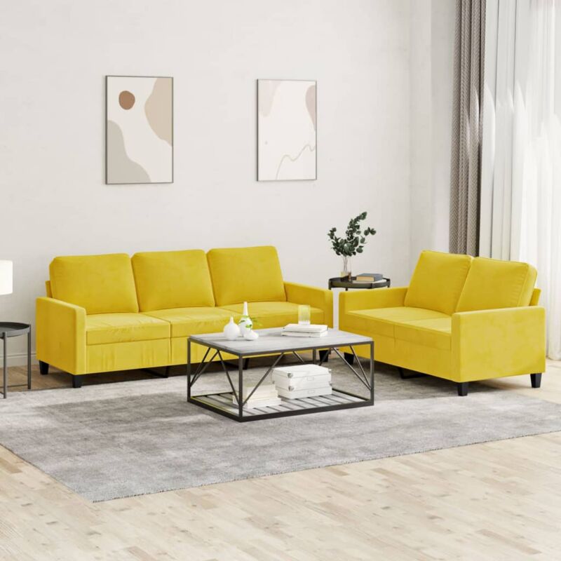 foto del prodotto vidaxl - set di divani 2 pz con cuscini giallo in velluto