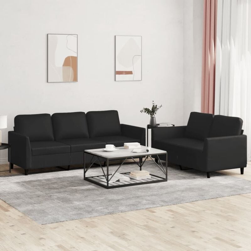 foto del prodotto vidaxl set di divani 2 pz con cuscini nero in similpelle