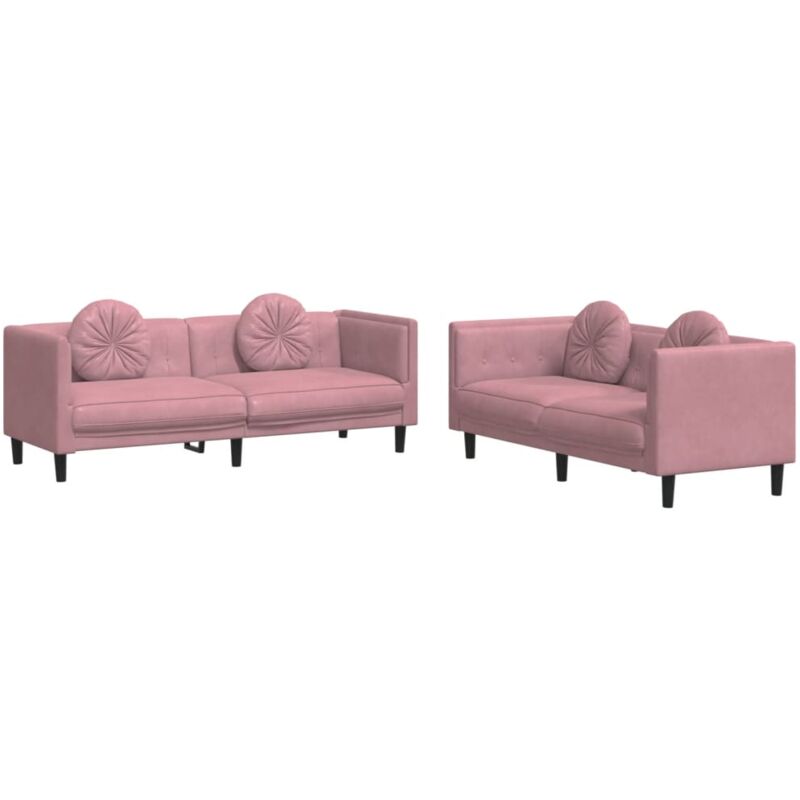 foto del prodotto vidaxl set di divani 2 pz con cuscini rosa in velluto