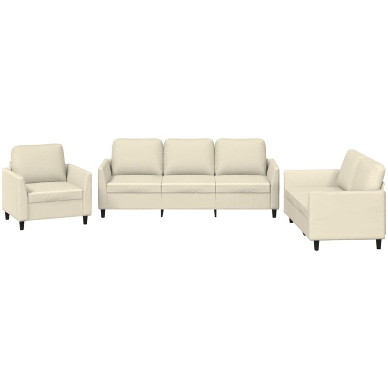 foto del prodotto vidaxl set di divani 3 pz con cuscini crema in similpelle