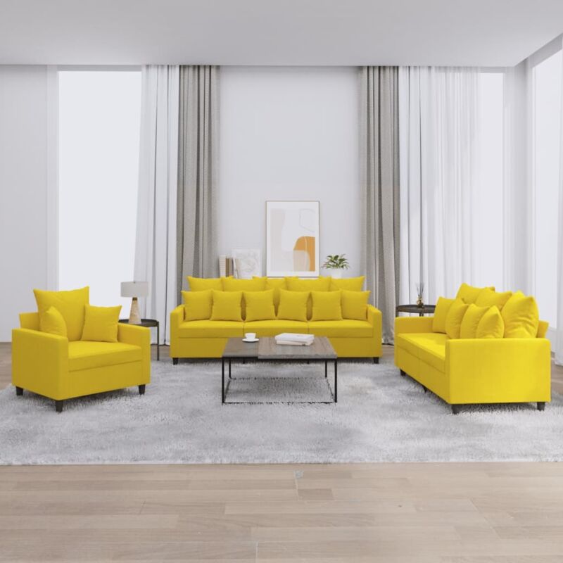 foto del prodotto vidaxl set di divani 3 pz con cuscini giallo in velluto