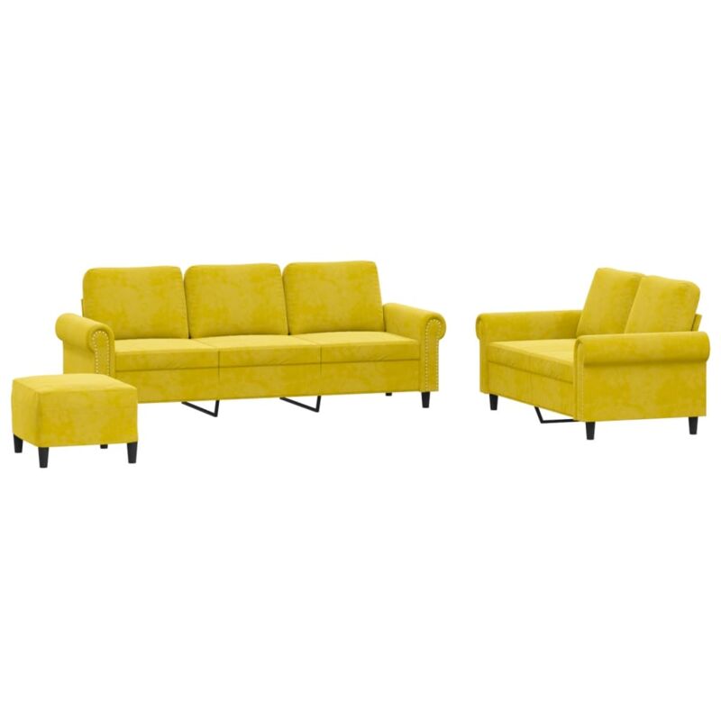 foto del prodotto vidaxl set di divani 3 pz con cuscini giallo in velluto