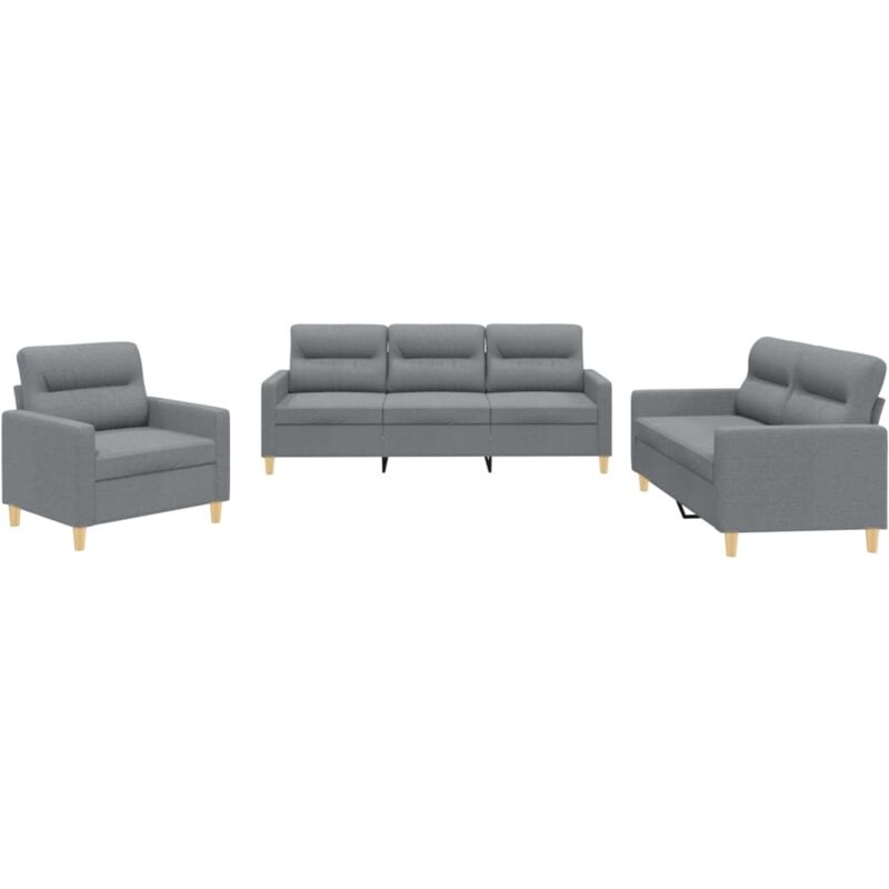 foto del prodotto vidaxl set di divani 3 pz con cuscini grigio chiaro in tessuto
