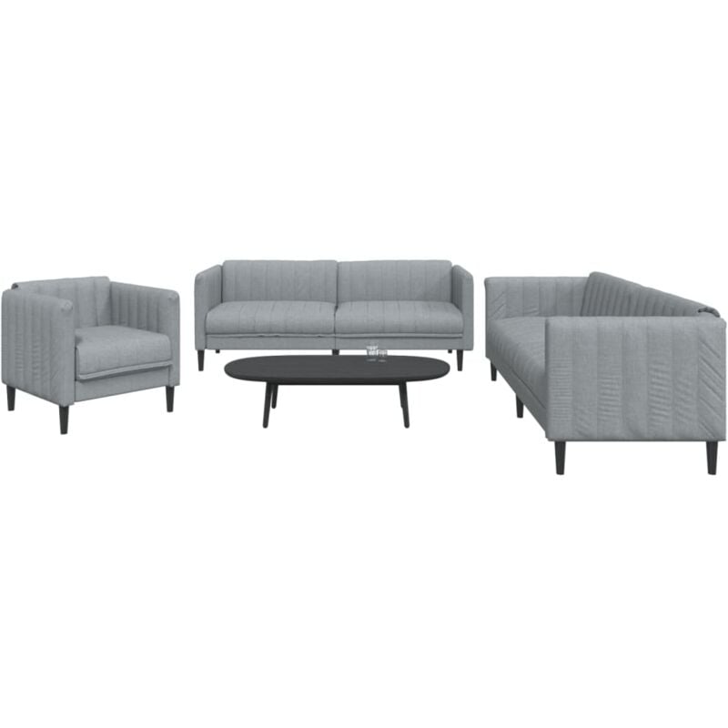foto del prodotto vidaxl set di divani 3 pz grigio chiaro in tessuto