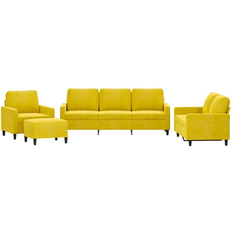 foto del prodotto vidaxl set di divani 4 pz con cuscini giallo in velluto