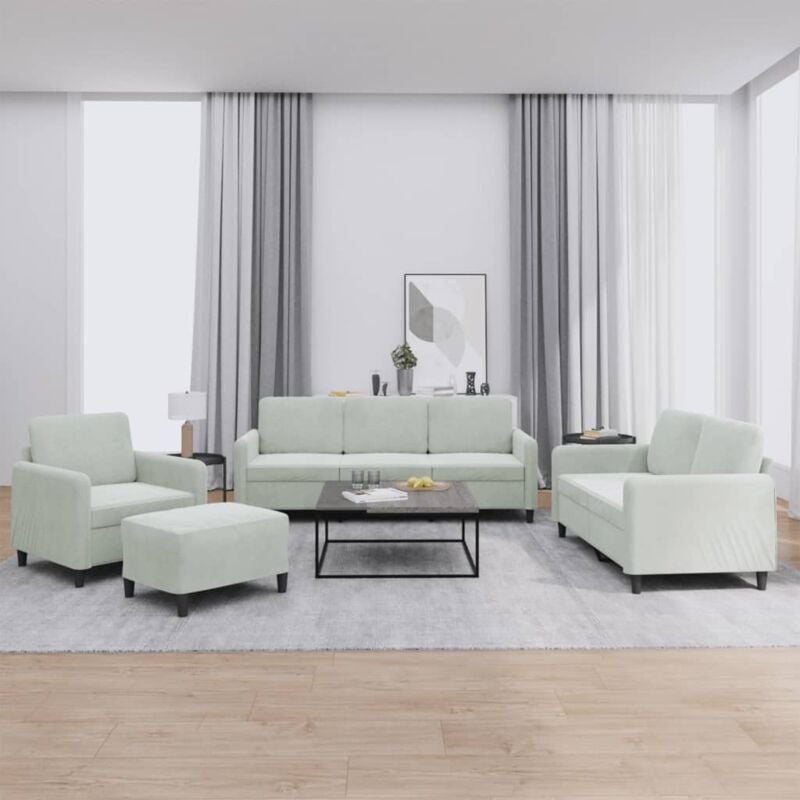 foto del prodotto vidaxl set di divani 4 pz grigio chiaro in velluto