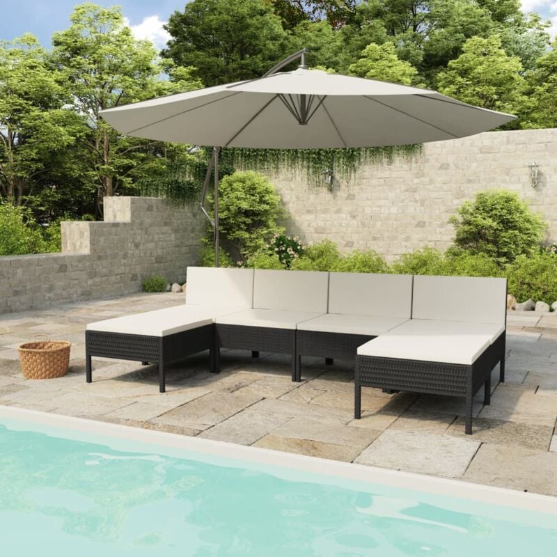 foto del prodotto vidaxl set di divani da esterni dal design componibile cuscini vari colori colore nero e bianco