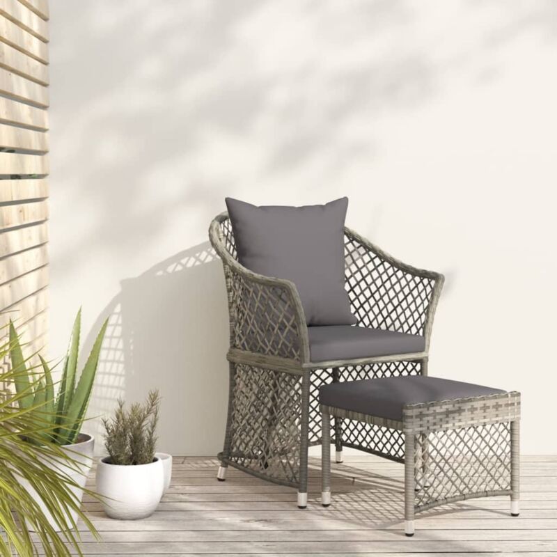 foto del prodotto vidaxl set di divani da giardino 2 pz con cuscini in polyrattan grigio