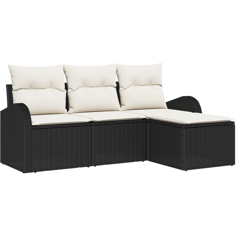 immagine 0 del prodotto vidaxl set di divani da giardino 4 pezzi con cuscini rattan pe nero