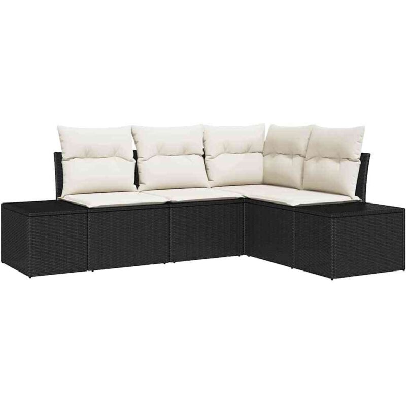 foto del prodotto vidaxl set di divani da giardino con cuscini 4 pezzi nero rattan