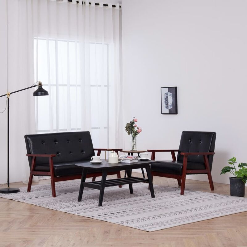foto del prodotto vidaxl set di divani nero in ecopelle design elegante moderno vari modelli modelli 1 posto 2 posti