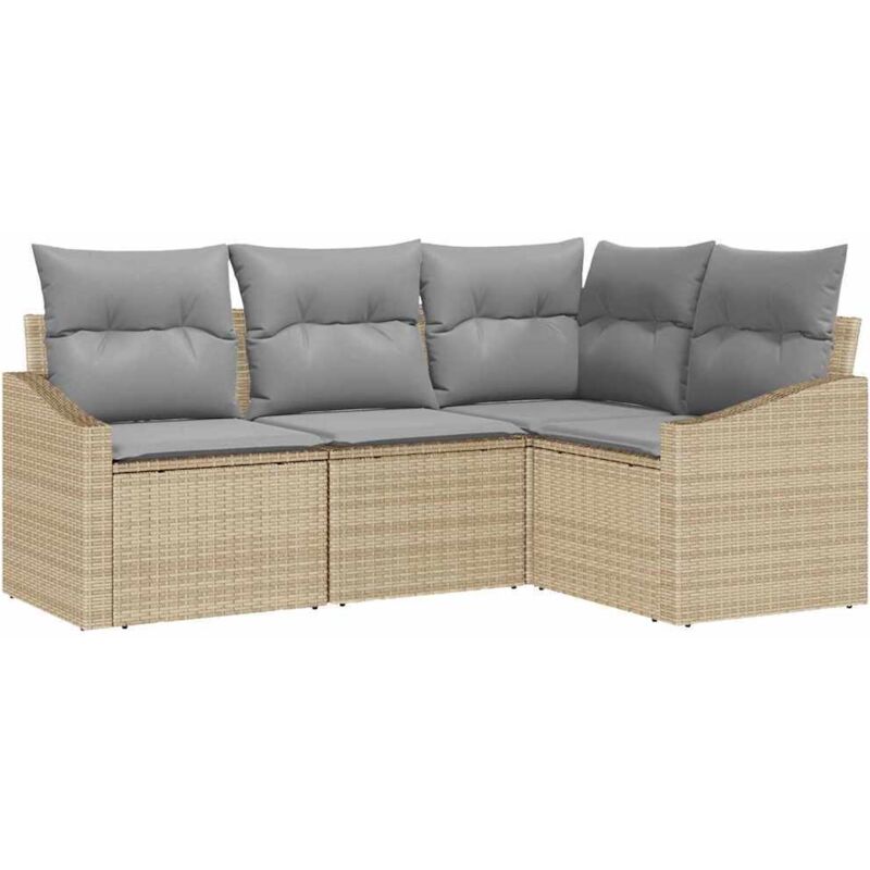 foto del prodotto vidaxl set di divano da giardino 4 pezzi con cuscini beige polyrattan