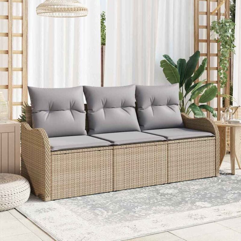 foto del prodotto vidaxl set di divano da giardino a 3 pezzi con cuscini beige