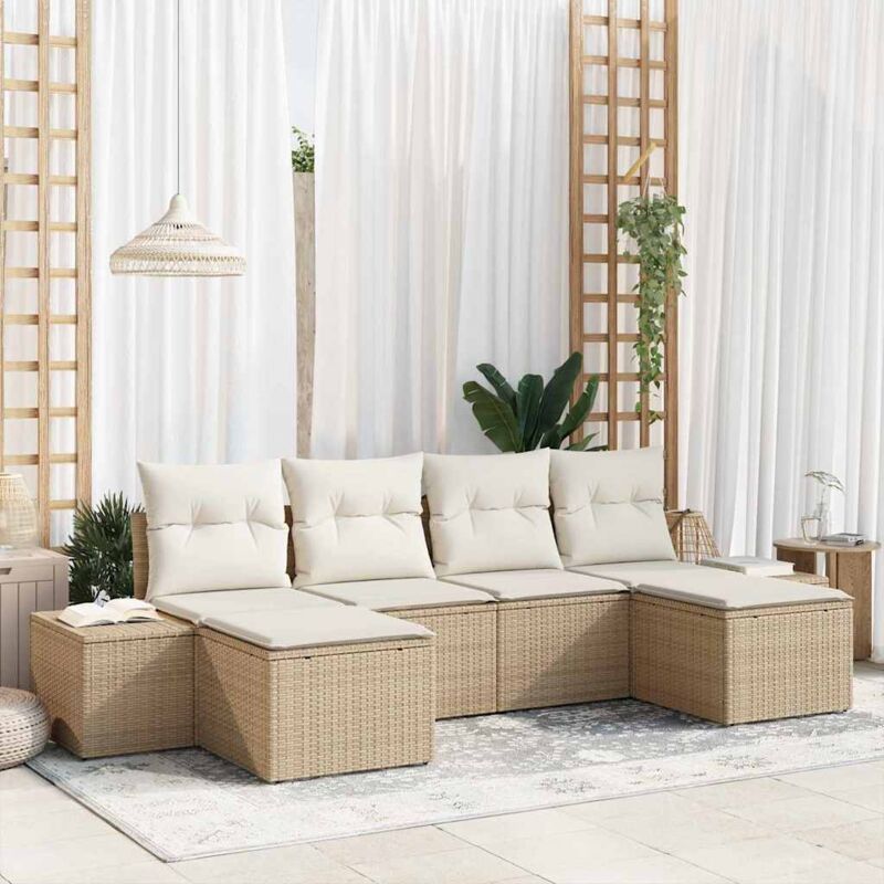 foto del prodotto vidaxl set di divano da giardino a 6 pezzi con cuscini in polirattan beige