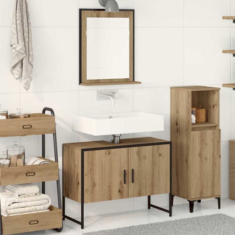 foto del prodotto vidaxl set di mobili da bagno 2 pezzi in legno ingegnerizzato rovere artisan