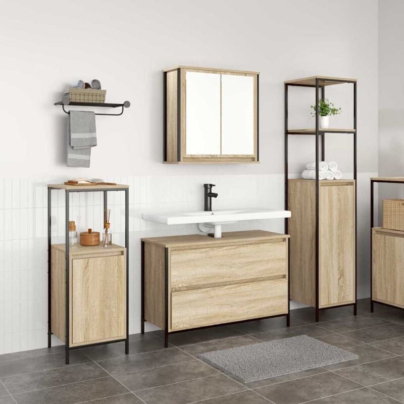 foto del prodotto vidaxl set di mobili da bagno 3 pezzi in legno ingegnerizzato rovere di