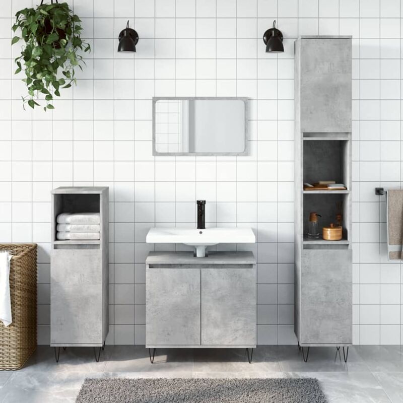 foto del prodotto vidaxl set di mobili da bagno 3 pz grigio cemento in legno multistrato