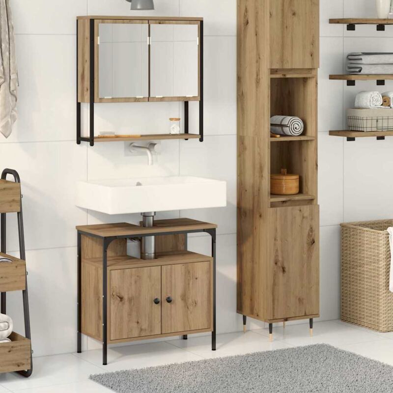 foto del prodotto vidaxl set di mobili da bagno a 2 pezzi in legno ingegnerizzato rovere artisan