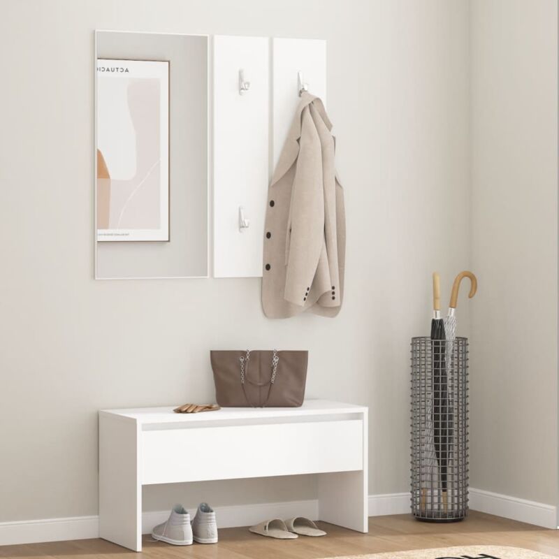 foto del prodotto vidaxl set di mobili da corridoio bianco lucido in legno multistrato colore bianco