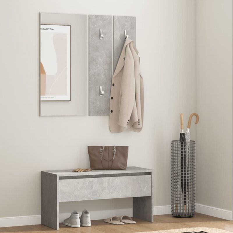 foto del prodotto vidaxl set di mobili da corridoio grigio cemento in legno multistrato