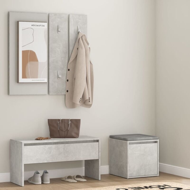 foto del prodotto vidaxl set di mobili da corridoio grigio cemento in legno multistrato