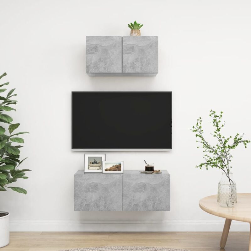 foto del prodotto vidaxl set di mobili porta tv 2 pz grigio cemento in legno multistrato
