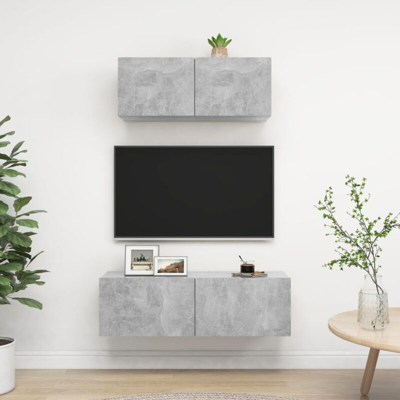 foto del prodotto vidaxl set di mobili porta tv 2 pz grigio cemento in legno multistrato