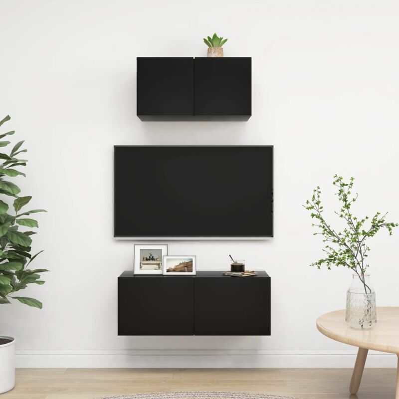 foto del prodotto vidaxl set di mobili porta tv 2 pz nero in legno multistrato