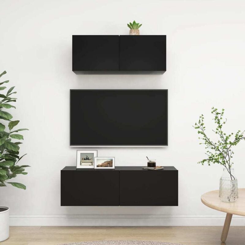 foto del prodotto vidaxl set di mobili porta tv 2 pz nero in legno multistrato
