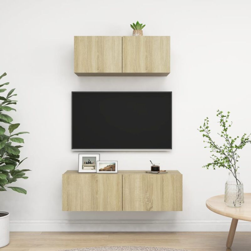 foto del prodotto vidaxl set di mobili porta tv 2 pz rovere sonoma in legno multistrato