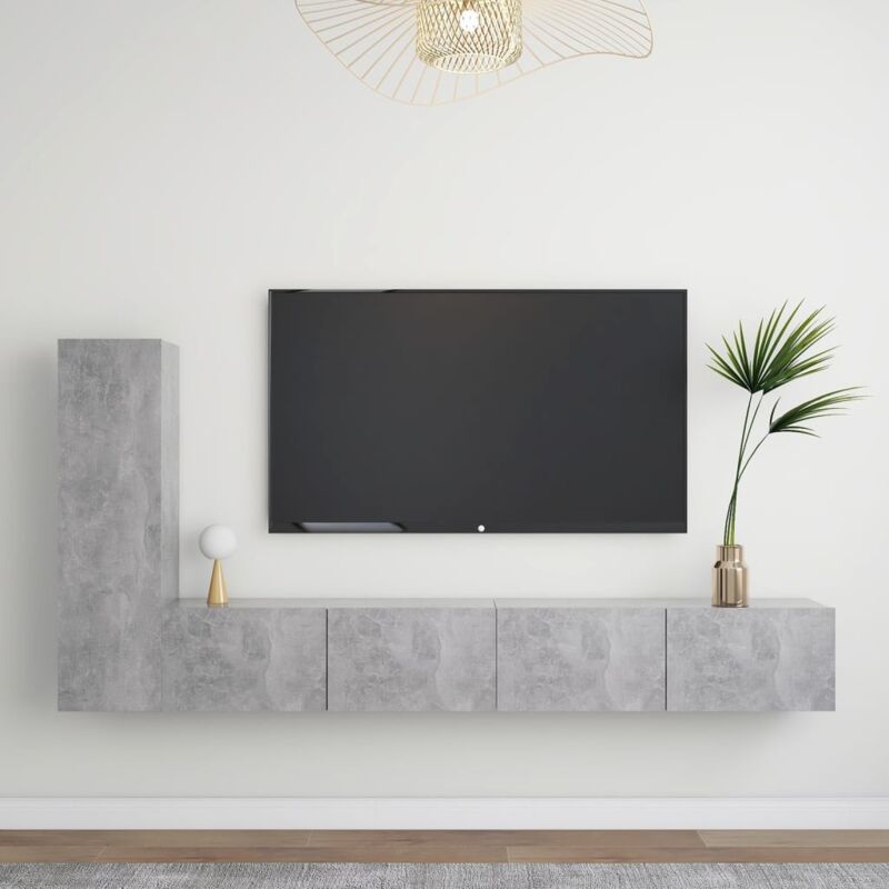 foto del prodotto vidaxl set di mobili porta tv 3 pz grigio cemento in legno multistrato