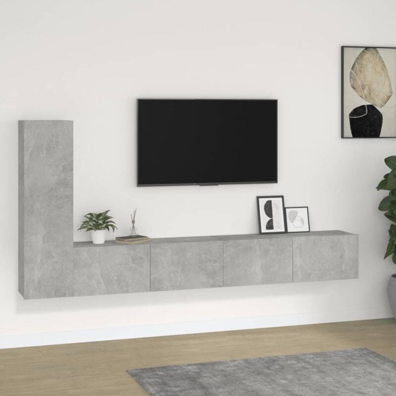 foto del prodotto vidaxl - set di mobili porta tv 3 pz grigio cemento in legno multistrato