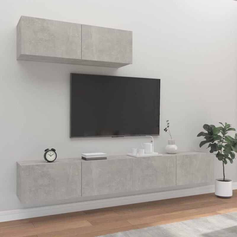 foto del prodotto vidaxl set di mobili porta tv 3 pz grigio cemento in legno multistrato
