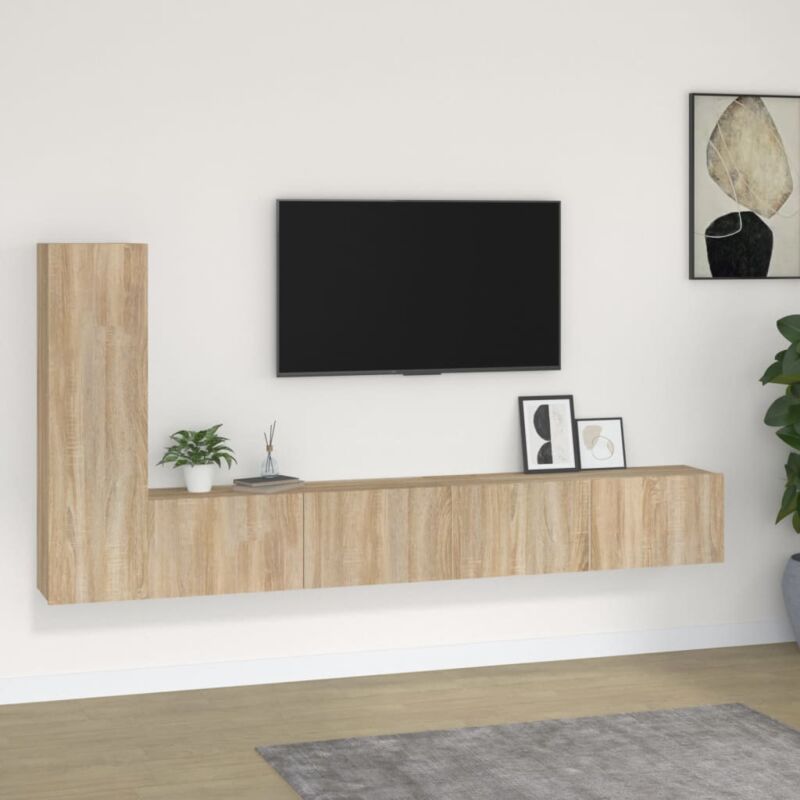foto del prodotto vidaxl set di mobili porta tv 3 pz rovere sonoma in legno multistrato