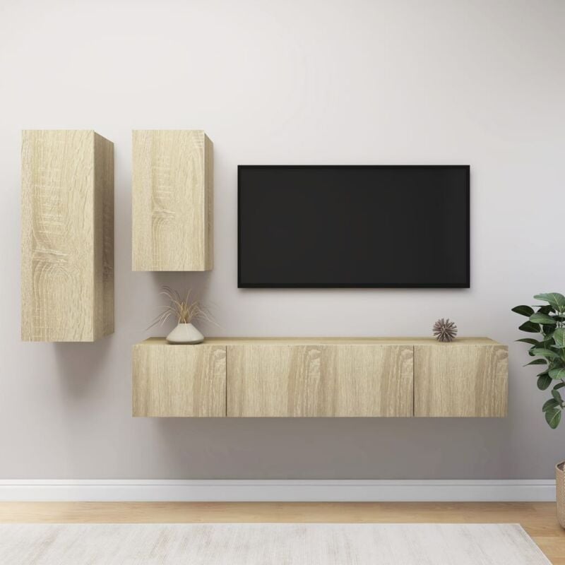 foto del prodotto vidaxl set di mobili porta tv 4 pz rovere sonoma in legno multistrato