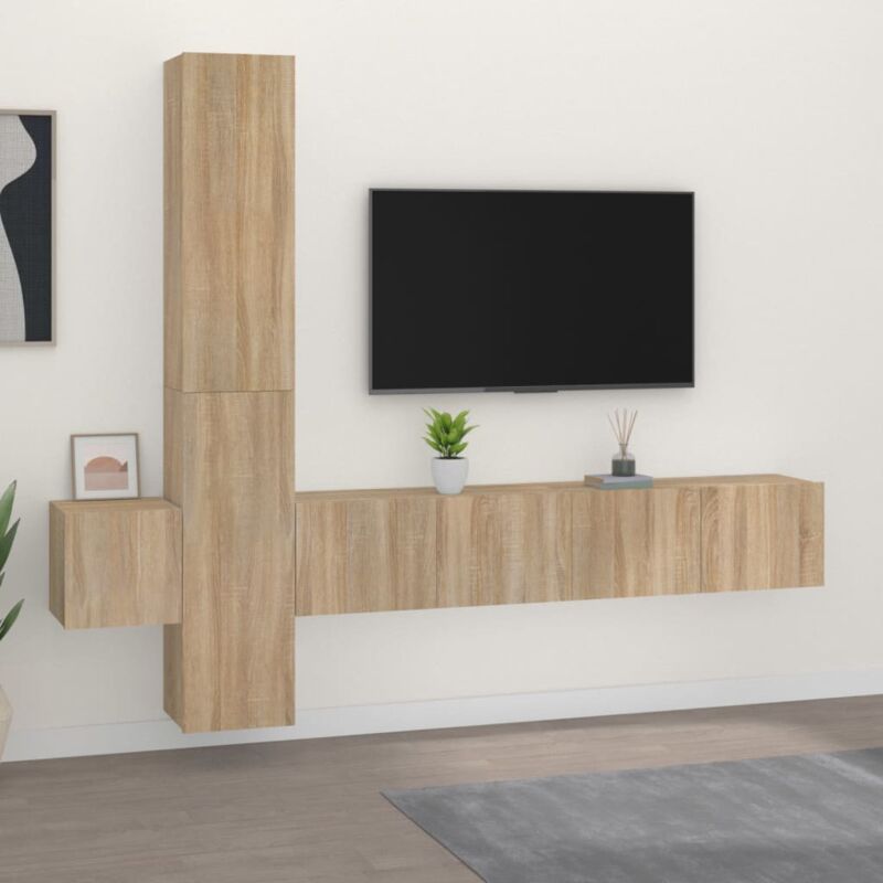 foto del prodotto vidaxl set di mobili porta tv 5 pz rovere sonoma in legno multistrato
