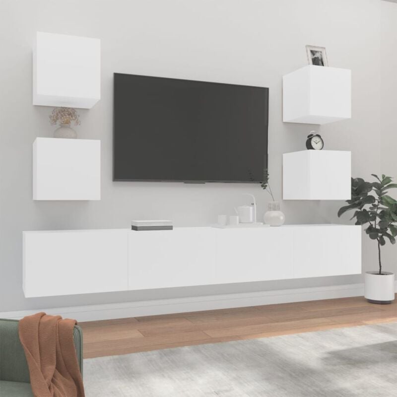 foto del prodotto vidaxl set di mobili porta tv 6 pz bianco in legno multistrato