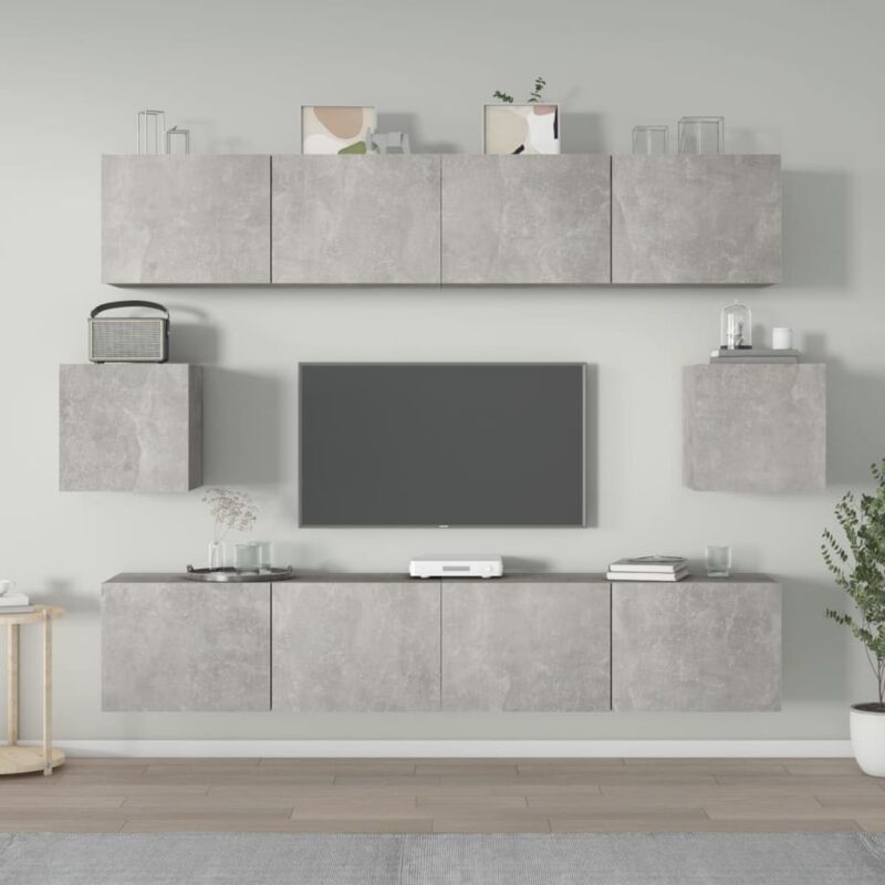 foto del prodotto vidaxl set di mobili porta tv 6 pz grigio cemento in legno multistrato