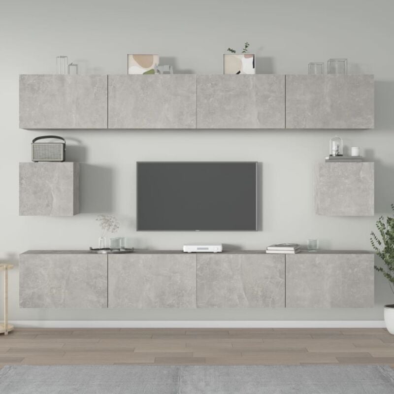 foto del prodotto vidaxl set di mobili porta tv 6 pz grigio cemento in legno multistrato