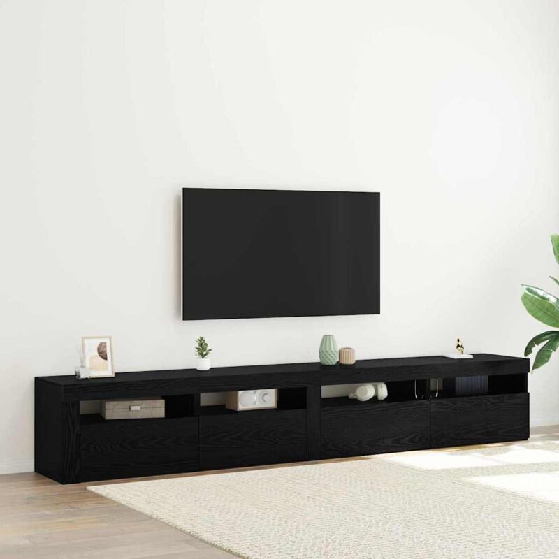 foto del prodotto vidaxl set di mobili tv 3 pezzi con luci led in rovere nero in legno ingegnerizzato