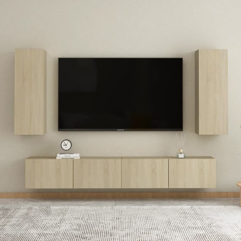foto del prodotto vidaxl set di mobili tv 4 pz rovere sonoma in legno multistrato