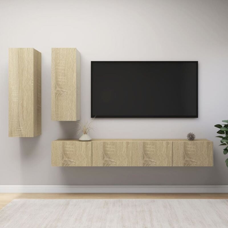 foto del prodotto vidaxl set di mobili tv 4 pz rovere sonoma in legno multistrato