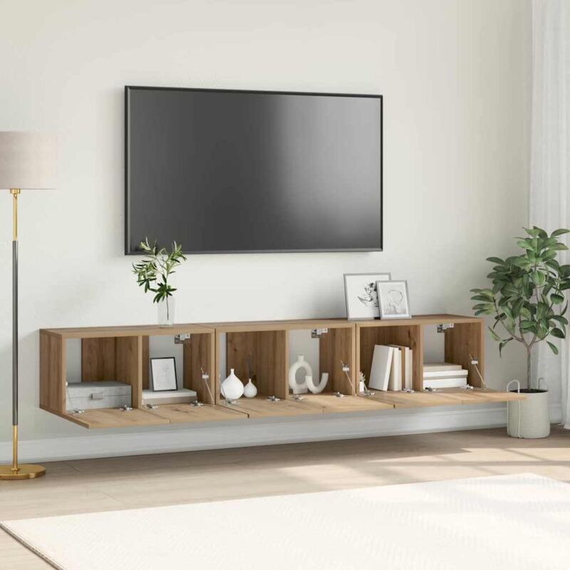 foto del prodotto vidaxl set di mobili tv rovere artigianale mdf, impiallacciatura medio